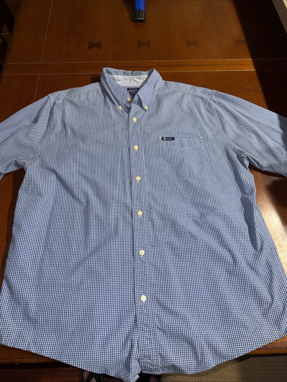 Chaps XL Easy Care Blue Gingham Button-Down Shirt